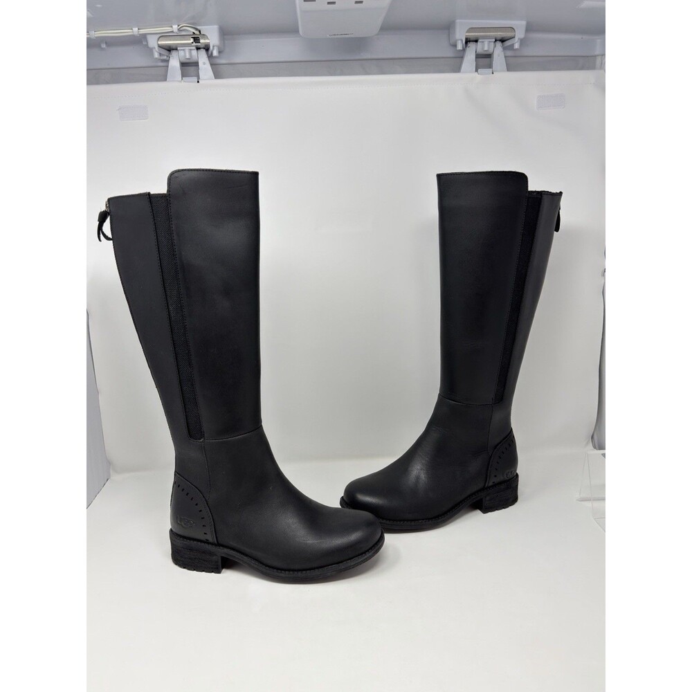 NEW UGG Vinson Tall Black Leather Riding Boots 6.5 Womens STORE MODEL BOX